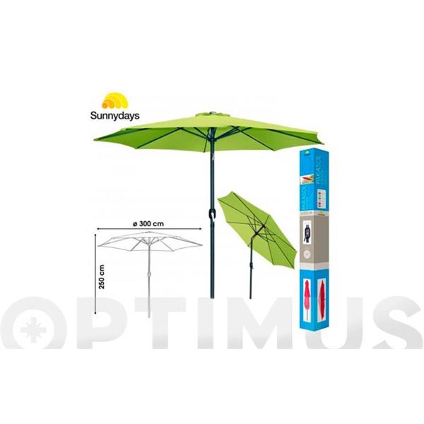 //PARASOL ALUMINIO 300CM TUBO 48 MM INCLINABLE VERDE PISTACHO CON MANIVELA