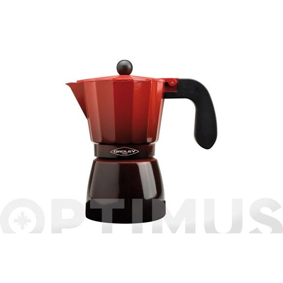 CAFETERA ALUM.INDUC.ECOF.OROLEY ROJA-3/6