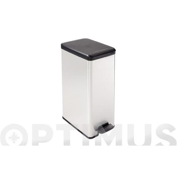 CUBO PEDAL SLIM BIN 40L-METAL PLATA