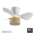 Ventilador DC 24w Kos Blanco/haya 3 Aspas 60d 6 Vel. 2390lm 3000-4500-6000k c/remoto, Memoria Y Temporizador